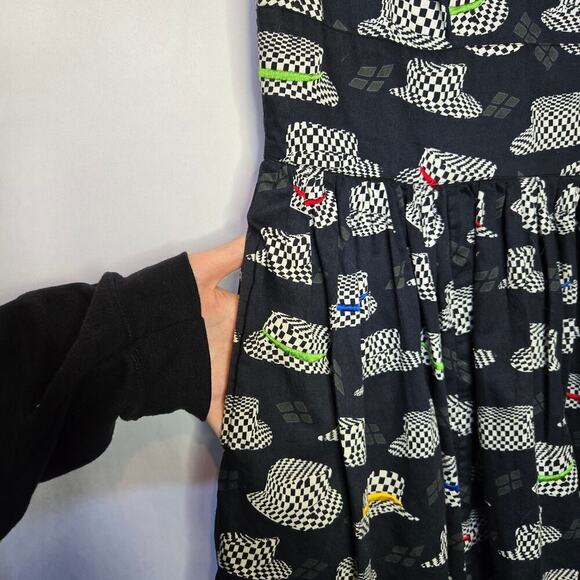 eShakti Custom Black Embroidered Hat Dress  Colorful All-over Fit & Flare - Picture 4 of 11